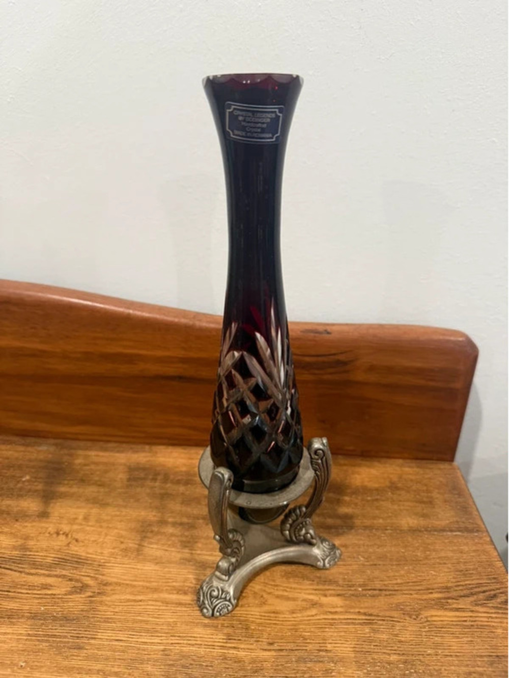 Vintage Godinger Crystal Legends Ruby Cut Crystal Vase Romania